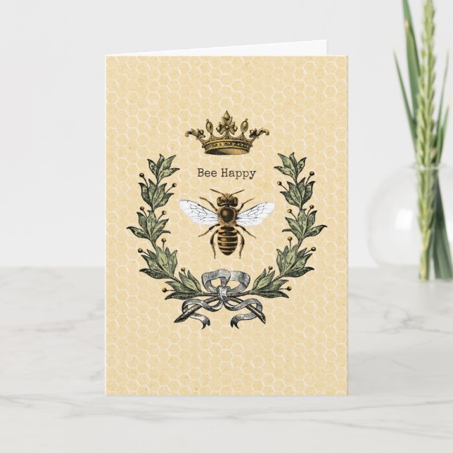 Vintage Queen Bee Happy Birthday Card (Front)
