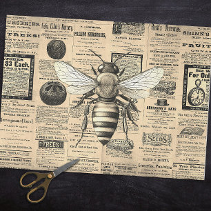 Vintage Queen Bee Horticulture Ads Ephemera Sepia Tissue Paper