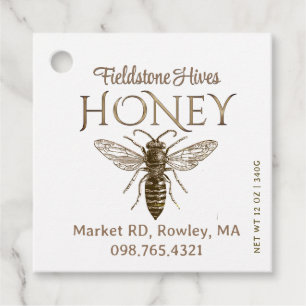 Vintage Queen Bee White or Kraft Honey Jar Tag 