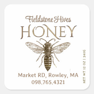 Vintage Queen Bee White or Kraft Honey Label