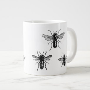 Vintage Queen Bee & Working Bees Illustration Large Coffee Mug