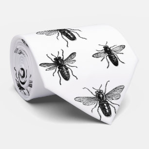 Vintage Queen Bee & Working Bees Illustration Tie