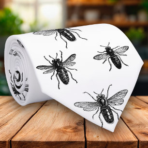 Vintage Queen Bee & Working Bees Illustration Tie