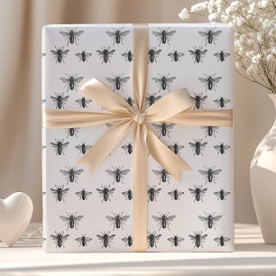 Vintage Queen Bee & Working Bees Illustration Wrapping Paper