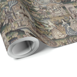 Vintage Queen Esther Tapestry Embroidery Purple Wrapping Paper