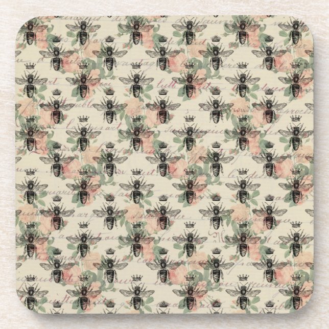 Vintage Queen Honey Bee Coaster (Front)