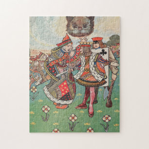 Vintage Queen King Cheshire Cat Wonderland Art Jigsaw Puzzle