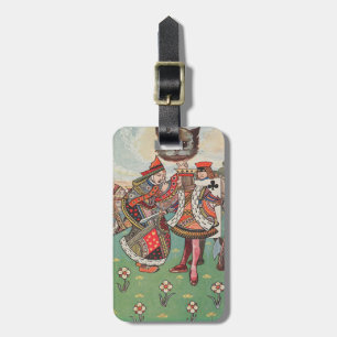 Vintage Queen King Cheshire Cat Wonderland Art Luggage Tag