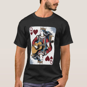 Vintage Queen Of Hearts Guitarist - Guitar Card Ga T-Shirt