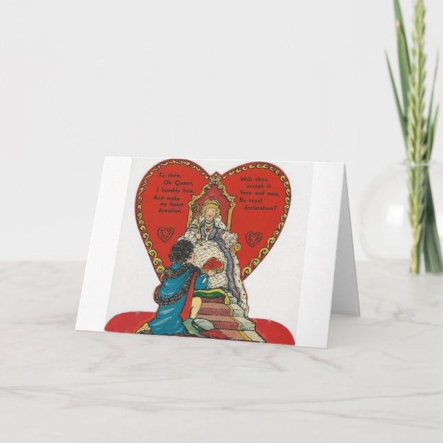 Vintage Queen Of Hearts Valentine Holiday Card (Front)