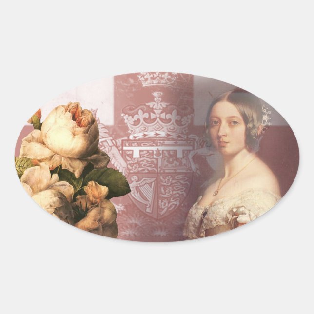 Vintage Queen Victoria Oval Sticker (Front)