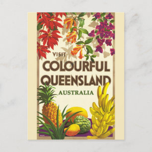 Vintage Queenland Australia Colourful Travel Postcard