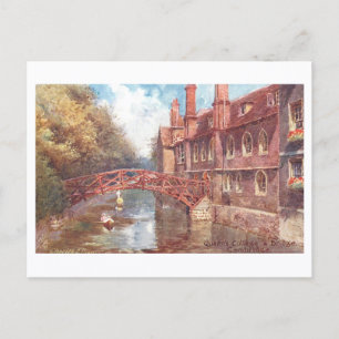 Vintage Queen's College and Bridge, Cambridge Postcard