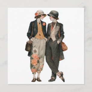 Vintage queer fashion models 2 - decoupage sheet, invitation