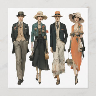 Vintage queer fashion models - decoupage sheet, invitation