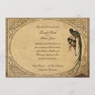 Vintage Quetzal Bird Elegant Wedding Invitation