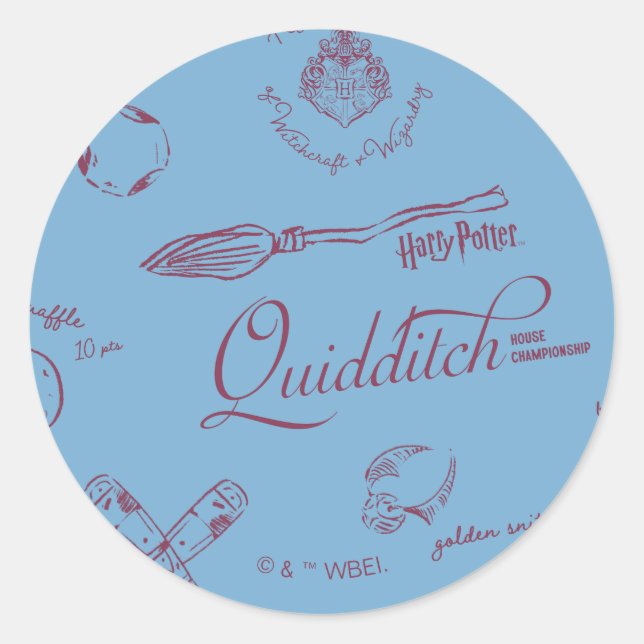 Vintage QUIDDITCH™ Sketch Pattern Classic Round Sticker (Front)