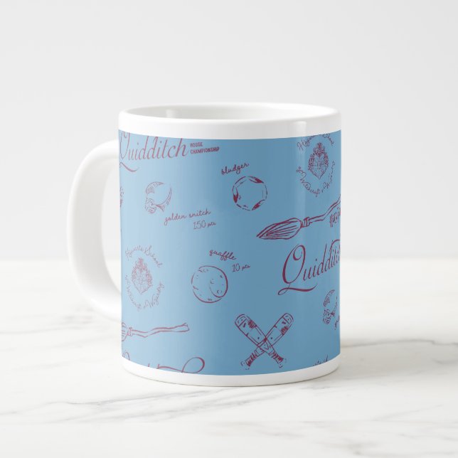 Vintage QUIDDITCH™ Sketch Pattern Large Coffee Mug (Front Left)