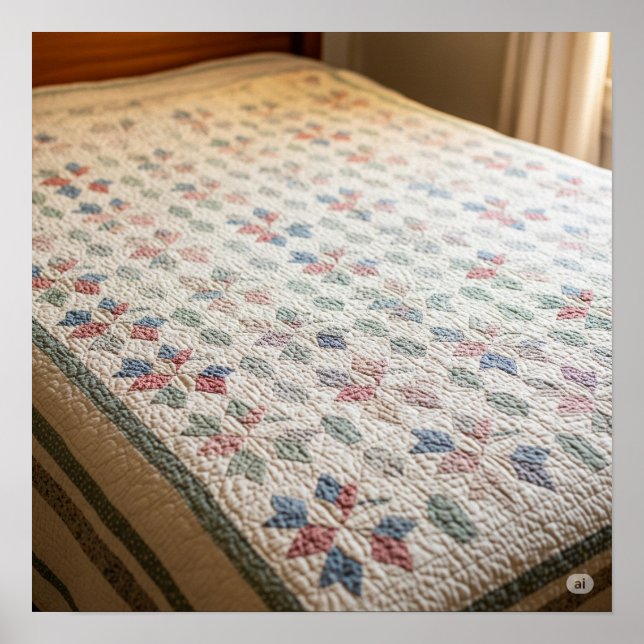 Vintage Quilt Graphic Poster (Front)