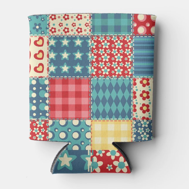 Vintage quilt: patchwork background pattern. can cooler (Front)