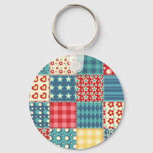 Vintage quilt: patchwork background pattern. key ring