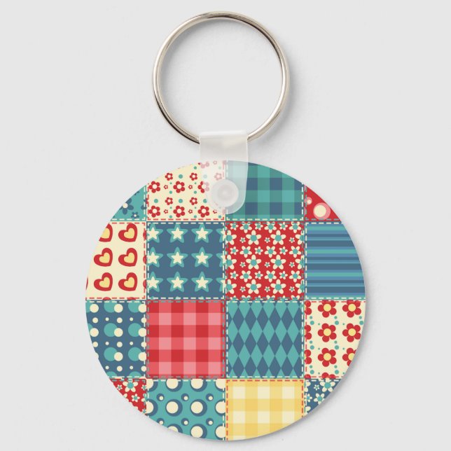 Vintage quilt: patchwork background pattern. key ring (Front)