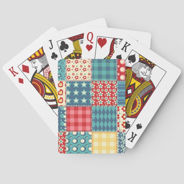 Vintage quilt: patchwork background pattern. playing cards (Back)