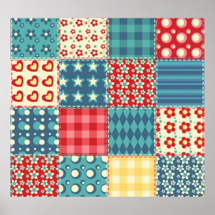 Vintage quilt: patchwork background pattern. poster