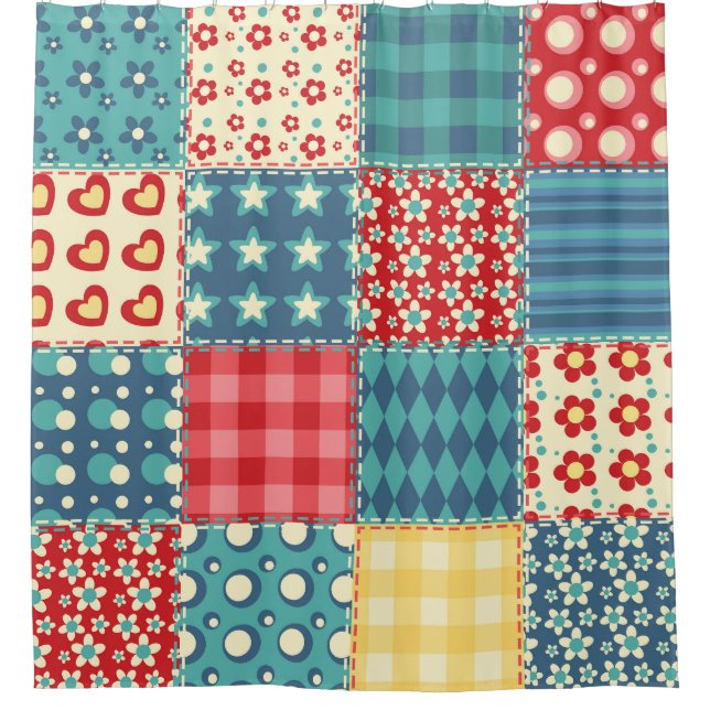 Vintage quilt: patchwork background pattern. shower curtain (Front)