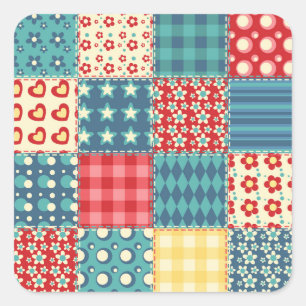 Vintage quilt: patchwork background pattern. square sticker