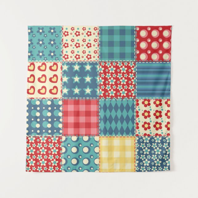 Vintage quilt: patchwork background pattern. tapestry (Front)