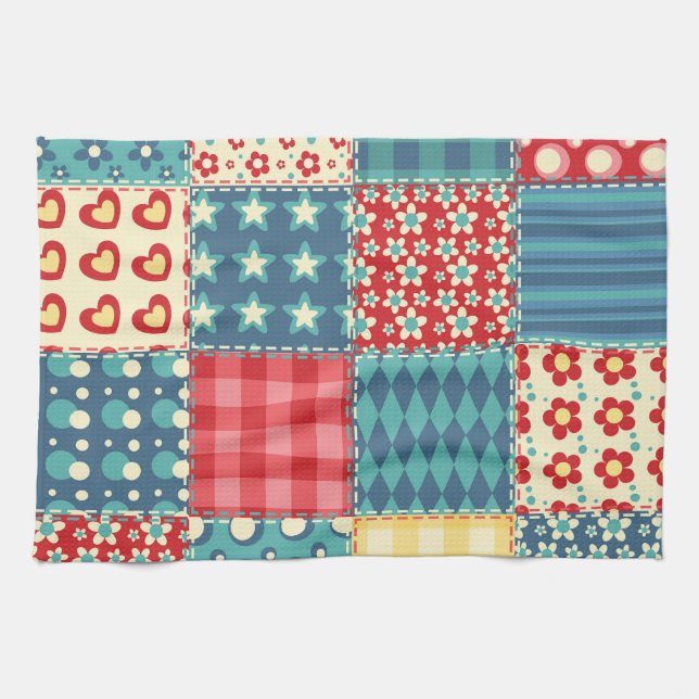 Vintage quilt: patchwork background pattern. tea towel (Horizontal)