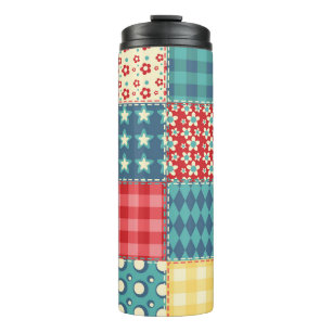 Vintage quilt: patchwork background pattern. thermal tumbler