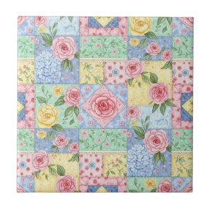 Vintage Quilt Rose Pattern Tile