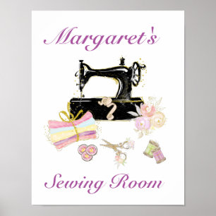 Vintage Quilting Sewing Machine Poster