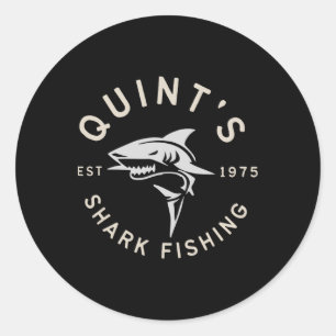 Vintage Quint's Shark Fishing 1975 Retro 2  Classic Round Sticker