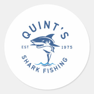 Vintage Quint's Shark Fishing 1975 Retro Classic Round Sticker