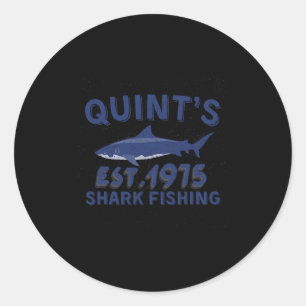 Vintage Quint's Shark Fishing 1975 Retro For Men W Classic Round Sticker