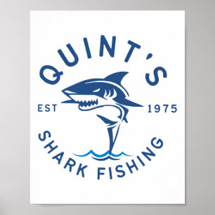 Vintage Quint's Shark Fishing 1975 Retro Poster