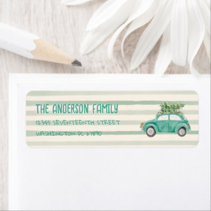 Vintage Quirky Car Truck Tree Christmas Address 