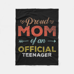 Vintage Quote Proud Mum Of Nager 13th Birthday Fleece Blanket