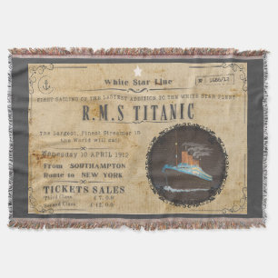 VINTAGE R.M.S. TITANIC ADVERSTING THROW BLANKET