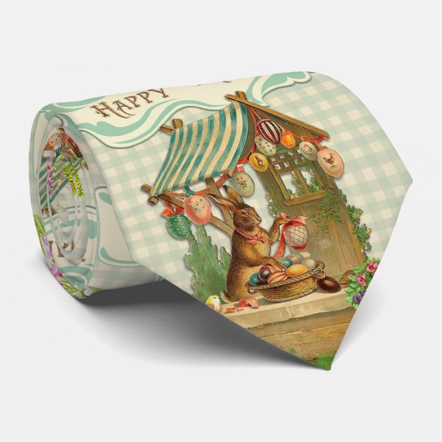 Vintage Rabbit  And Easter Egg   Tie (Rolled)
