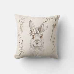 vintage rabbit and herb cushion