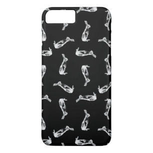 Vintage Rabbit Art Print Pattern Cute Bunny Black iPhone 8 Plus/7 Plus Case