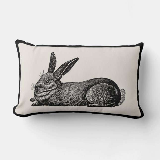 Vintage Rabbit Artisan Pillow - Pick Your Colour (Front)