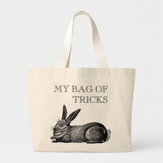 Vintage Rabbit Artisan Style Customisable Tote Bag (Front)