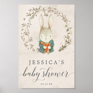 Vintage Rabbit Baby Shower Welcome Sign
