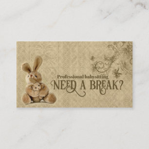 Vintage Rabbit Babysitting & Childcare Card