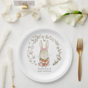 Vintage Rabbit Botanical Baby Shower Decor Paper P Plate